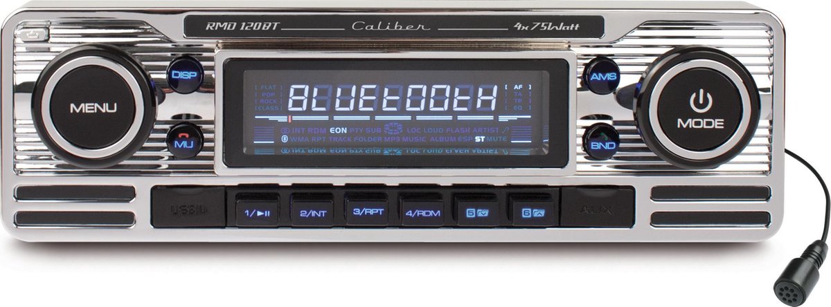 Caliber RMD120BT Autoradio met Bluetooth - 1 DIN - USB - 18 Voorkeurzenders  - Retro Look | bol.com