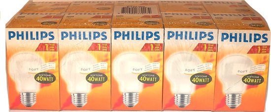 Philips Standaardlamp Softone Wit 40W E27 Gloeilamp (10 stuks) | bol.com