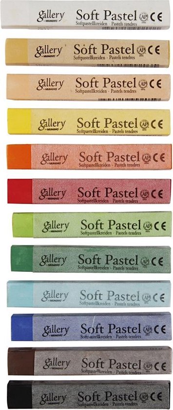 Tien zachte pastels van Gallery in een doos, van wit tot zwart, met diverse kleuren ertussen.