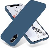 Silicone case geschikt voor Apple iPhone X - donkerblauw met Privacy Glas