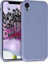 Siliconen hoesje met camera bescherming geschikt voor Apple iPhone Xr - lavendel grijs met Privacy Glas