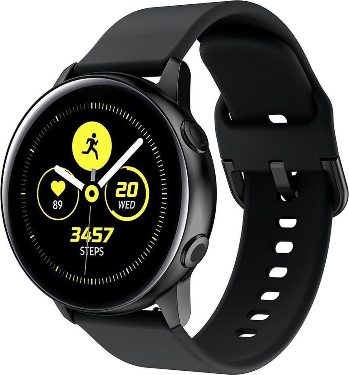 Siliconen bandje - Sportbandje - Samsung Galaxy Watch Active 2 40mm/44mm - Zwart