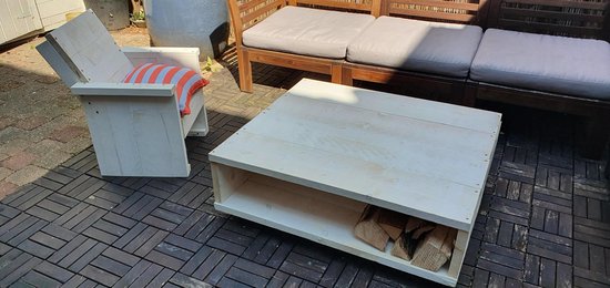 Master diploma houten vieren Salontafel van steigerhout- White wash - buiten - binnen - lounge -  bijzettafel | bol.com