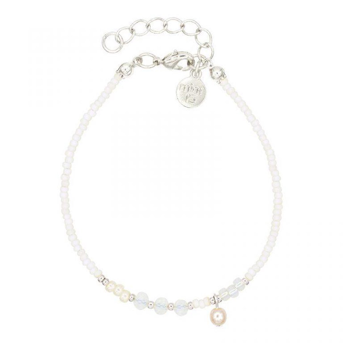 Mint15 Mix armband 'White & Pearl' - Zilver