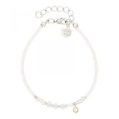 Mint15 Mix armband 'White & Pearl' - Zilver