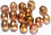 12 mm facetkraal bruin met goudcoating, 15 st