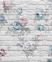 Escapade baksteen/bloem grijs muur (vliesbehang, grijs)