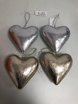Decoratieve harten hangers groot, zilver en goud 4 st