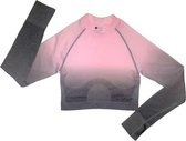 Flow Long Sleeve Crop Top - Grijs-Roze