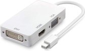 Mini DisplayPort Naar HDMI, VGA & DVI Adapter | Mini DP 3 in 1 Hub | Thunderbolt To HDMI converter |Compatible Apple Macbook | IMAC |  Plug and Play | Wit