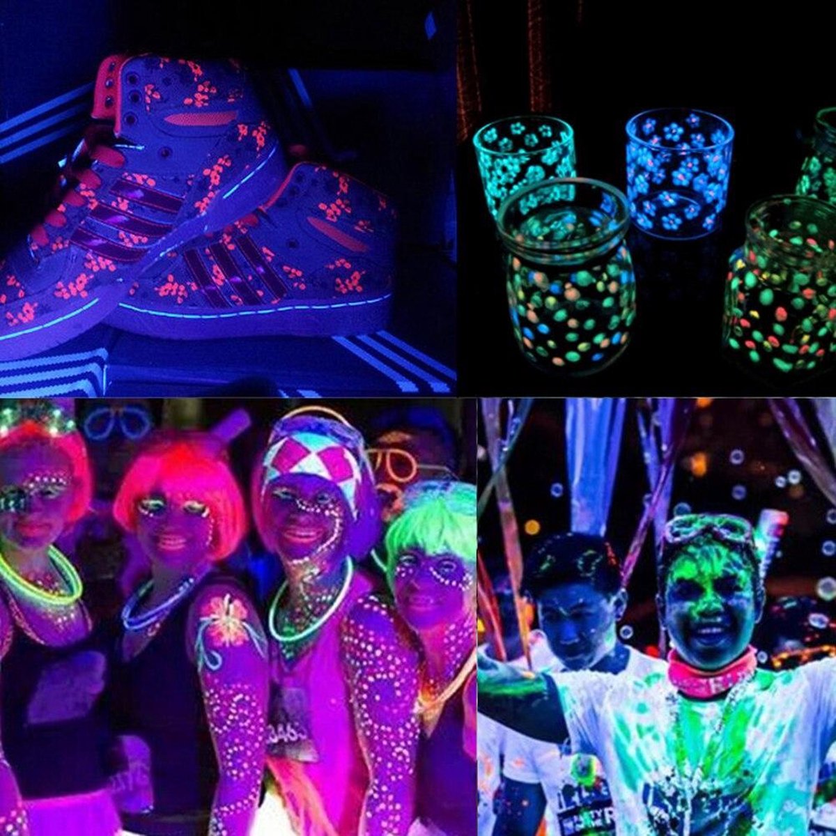 Glow in the dark-verf-lichtgevende verf-gezicht verf-body paint-neon-verf  neon-neon... | bol.com