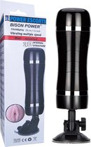 Power Escorts - Bison Power - Vibrerende Masturbator Cup - Zwart - groot Formaat 28 cm - Kunst Kut - Kunst Vagina - Speeltjes voor Mannen - Pocket Pussy - BR27 - beige