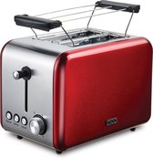 Bol.com MOA Broodrooster Retro - Toaster - Met Warmhouder - Rood - T1R aanbieding