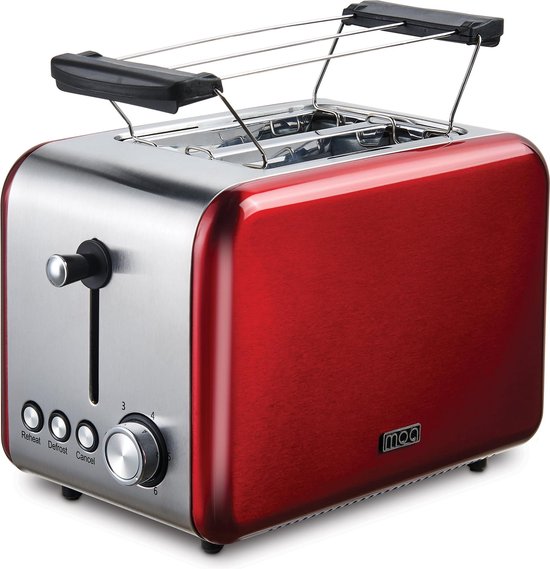 MOA Broodrooster Retro - Toaster - Met Warmhouder - Rood - T1R