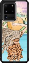 Samsung S20 Ultra hoesje glass - Sunset girl | Samsung Galaxy S20 Ultra  case | Hardcase backcover zwart