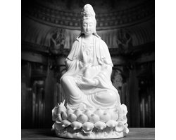 Kwan Yin -Guan Yin -boeddha - Porselein (zonder glazuur)-37cm-van Blanc de Chine