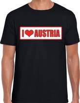 I love Austria / Oostenrijk landen t-shirt met bordje in de kleuren van de Oostenrijkse vlag - zwart - heren -  Oostenrijk landen shirt / kleding - EK / WK / Olympische spelen outfit XL