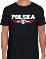 Polen / Polska landen / voetbal t-shirt met wapen in de kleuren van de Poolse vlag - zwart - heren - Polen landen shirt / kleding - EK / WK / voetbal shirt XL