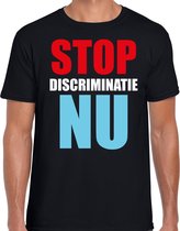 Stop discriminatie NU demonstratie / protest t-shirt zwart voor heren S