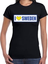 I love Sweden / Zweden landen t-shirt zwart dames 2XL