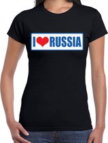 I love Russia / Rusland landen t-shirt zwart dames 2XL