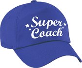 Super coach cadeau pet / baseball cap blauw voor dames en heren - kado voor een coach