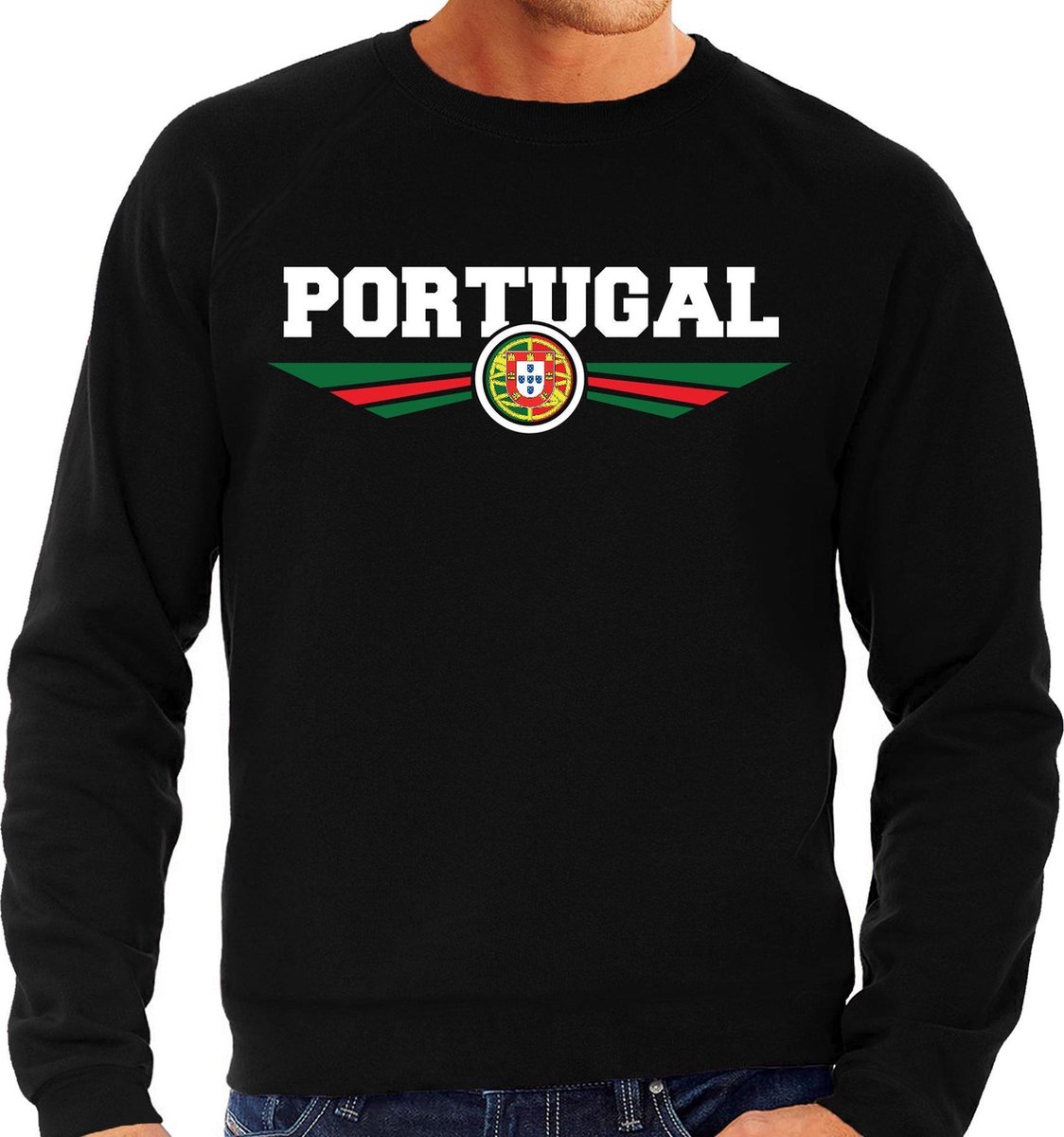 Portugal landen sweater / trui zwart heren XL