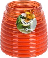 1x Windlicht geurkaars citronella tegen muggen rood glas - 13 cm - Geurkaarsen citrus geur - Glazen lantaarn - Anti-muggen citronella