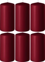 8x Bordeauxrode cilinderkaarsen/stompkaarsen 6 x 8 cm 27 branduren - Geurloze kaarsen bordeauxrood - Woondecoraties