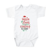 Rompertjes baby met tekst - Santa Claus is coming to town - Romper wit - Maat 74/80