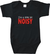 Rompertjes baby met tekst - I'm a little bit noisy - Romper zwart - Maat 74/80