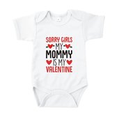 Rompertjes baby met tekst - Sorry girls, mommy is my valentine - Romper wit - Maat 74/80