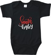 Rompertjes baby met tekst - Santa baby - Romper zwart - Maat 74/80