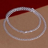 Zilver Kleurige Mini Ketting - Super Dun - Staal - 4mm - 60cm - Ketting Dames - Ketting Heren - Ketting Mannen -Valentijn Cadeautje voor Hem Haar - Valentijnsdag Cadeau