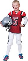 Funny Fashion - Rugby & American Football Kostuum - American Football Highschool Quarterback - Jongen - Rood, Wit / Beige - Maat 152 - Carnavalskleding - Verkleedkleding