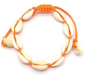 Dielay - Armband Dames - Schelpen - Lengte Verstelbaar - Oranje