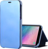 Galvaniseren Mirror Horizontal Flip Leather Case voor Galaxy J4 (2018), met houder (blauw)