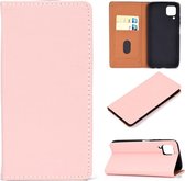 Voor Huawei P40 Lite effen kleur mat magnetische horizontale flip lederen tas met kaartsleuven en houder (roze)