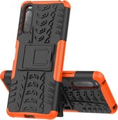 Voor Sony Xperia 10 â…¡ Tire Texture Shockproof TPU + PC beschermhoes met houder (oranje)