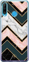 Huawei P30 Lite hoesje siliconen - Marmer triangles | Huawei P30 Lite case | multi | TPU backcover transparant