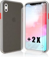 HYBRID | Silica Gel + TPU Transparant Shockproof Backcover iPhone X/XS - Wit + 2 x SCREENZ| Tempered Glass Screen Protector