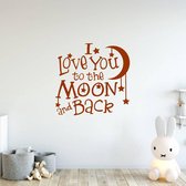 Muursticker I Love You To The Moon And Back -  Bruin -  40 x 40 cm  -  baby en kinderkamer  alle - Muursticker4Sale