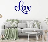 Muursticker Love Met Hartje -  Donkerblauw -  140 x 116 cm  -  woonkamer  slaapkamer  engelse teksten  alle - Muursticker4Sale