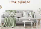 Muursticker Live Laugh Love Met Bloem -  Bruin -  80 x 15 cm  -  woonkamer  slaapkamer  engelse teksten  alle - Muursticker4Sale