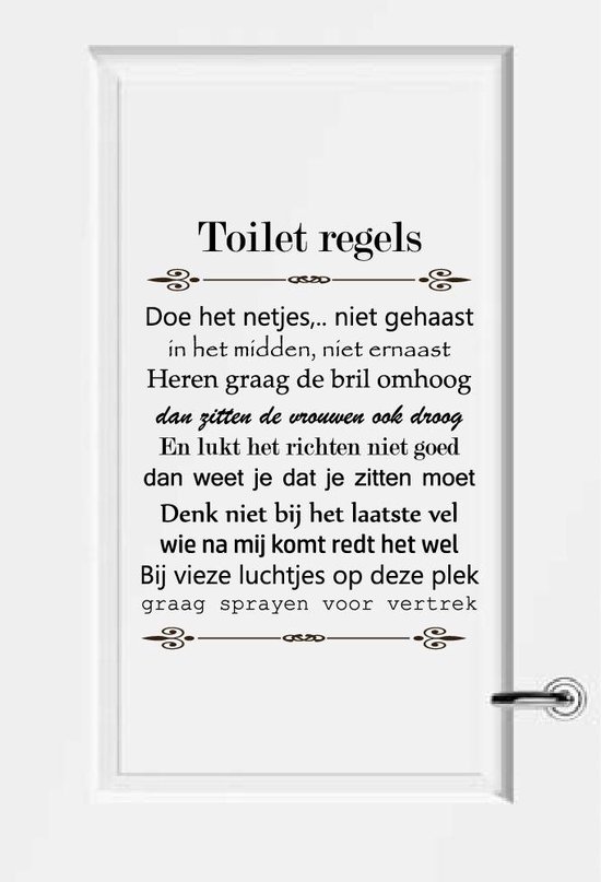 Toilet Regels - Oranje - 80 x 101 cm - toilet overige stickers - toilet alle