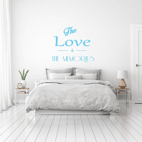 Muursticker The Love & The Memories - Lichtblauw - 140 x 121 cm - slaapkamer  ... | bol.com