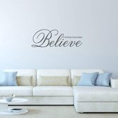 Muursticker Believe In The Beauty Of Your Dreams - Donkergrijs - 120 x 42 cm - woonkamer engelse teksten