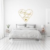 Muursticker Live Laugh Love In Hartje - Goud - 40 x 44 cm - woonkamer slaapkamer alle