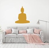 Muursticker Buddha -  Goud -  60 x 50 cm  -  woonkamer  slaapkamer  toilet  alle - Muursticker4Sale