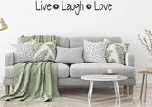 Muursticker Live Laugh Love Met Bloem - Zwart - 120 x 22 cm - woonkamer slaapkamer engelse teksten